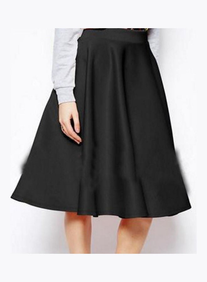 Generic - High Waist Pleated Midi Skirt Black - Image 1