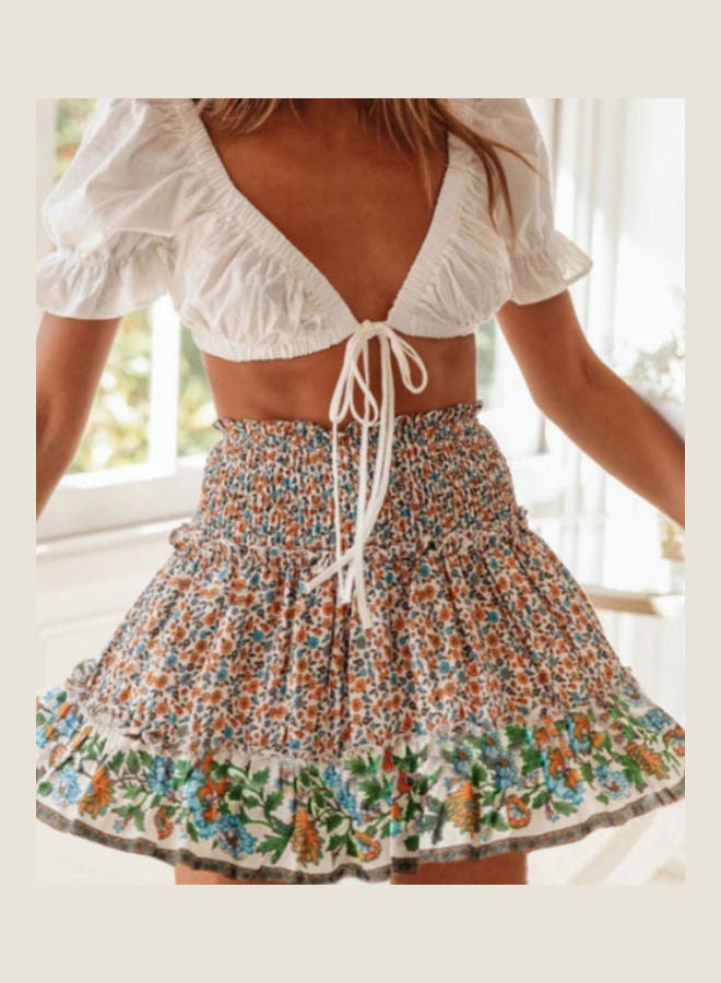 Generic - Floral Printed High Waist Mini Skirt Multicolour - Image 1