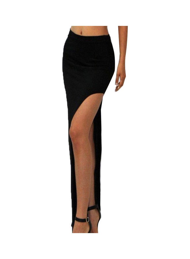 Side Slit Detail Bodycon Maxi Skirt Black  - Image 1