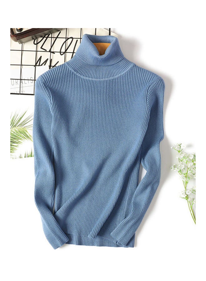 Turtleneck Pullover Sweater Blue 
