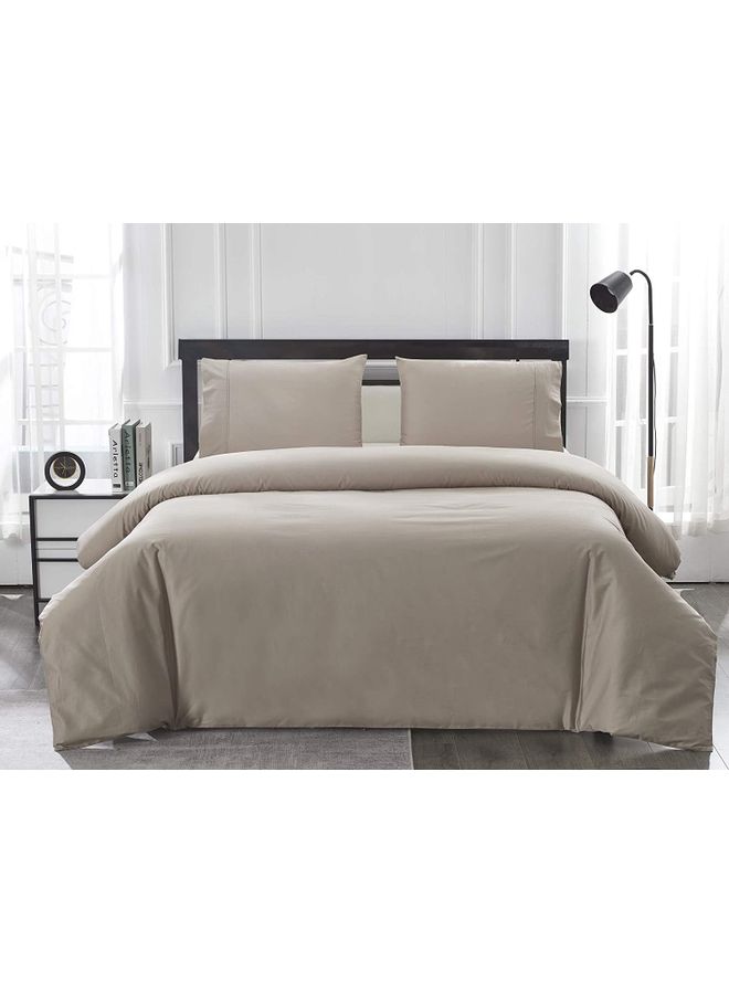 IBAMA Cotton Duvet Cover Set with 2-Piece Zippered Closure Pillow Case cotton Brown 68x90inch  - Image 1