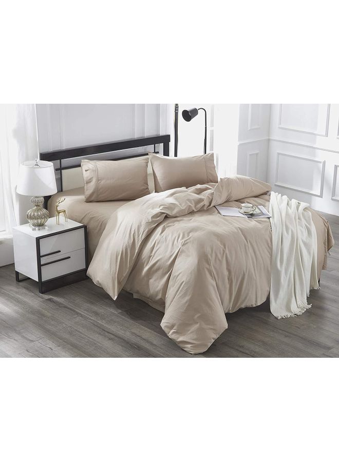 IBAMA Cotton Duvet Cover Set with 2-Piece Zippered Closure Pillow Case cotton Brown 68x90inch  - Image 2