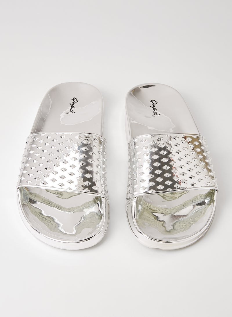 كيوبيد صندل مسطح كاستل فضي - Image 2