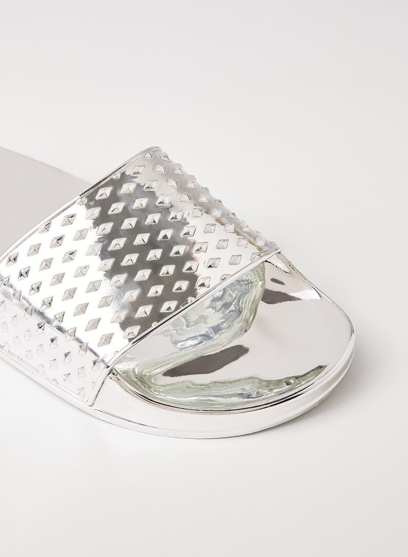 كيوبيد صندل مسطح كاستل فضي - Image 4