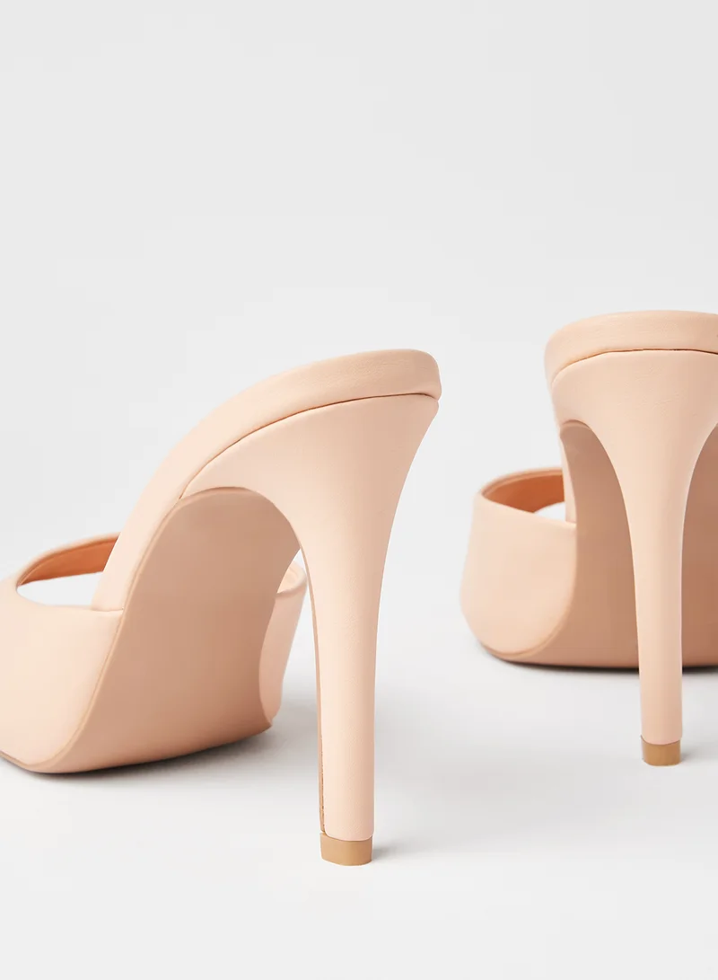 Qupid Grammy Faux Leather Sandals Blush