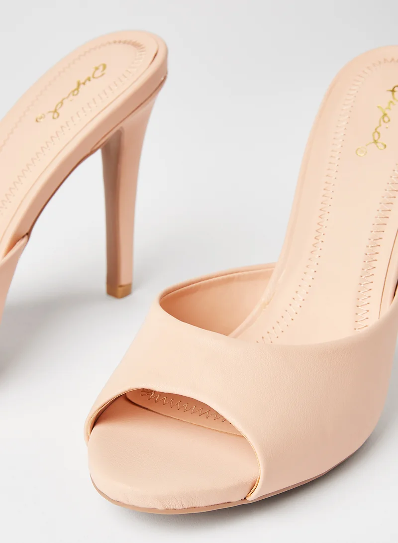 Qupid Grammy Faux Leather Sandals Blush