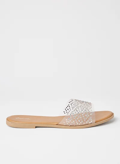 Qupid Desmond Flat Sandals Clear