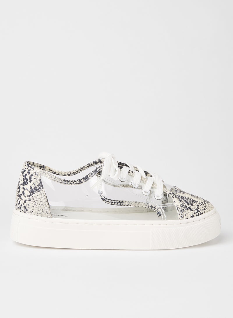 Qupid - Royal Textured Sneakers White Grey - Image 1