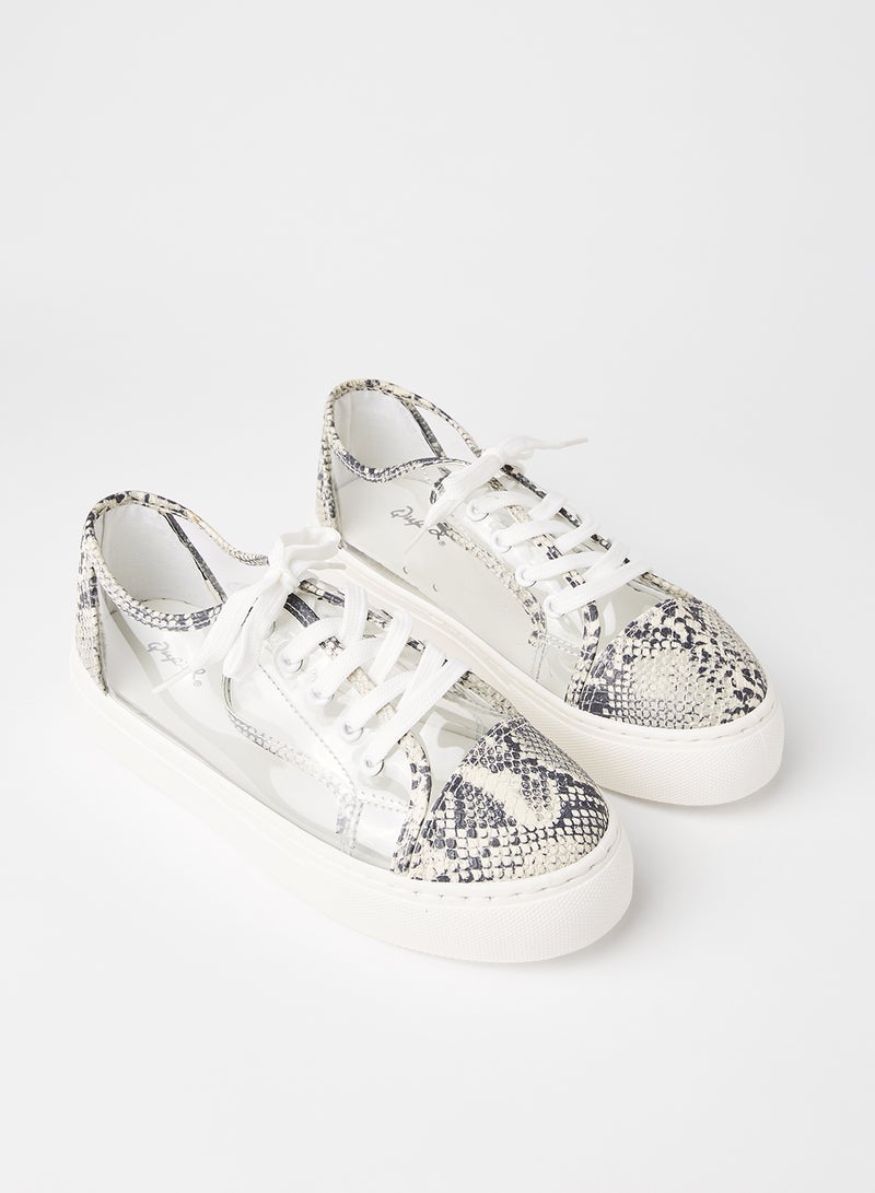 Qupid - Royal Textured Sneakers White Grey - Image 1
