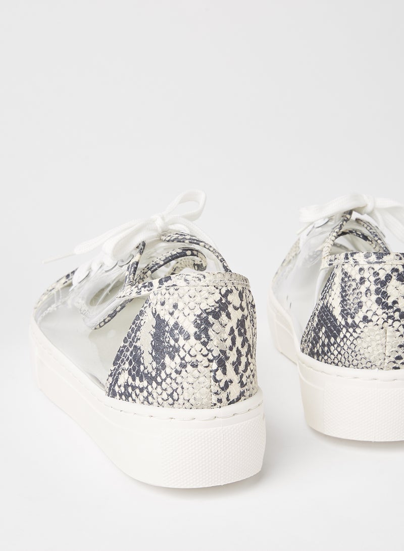 Qupid - Royal Textured Sneakers White Grey - Image 1