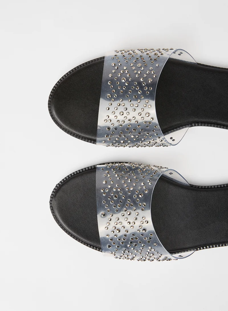 Qupid Desmond Flat Sandals Clear