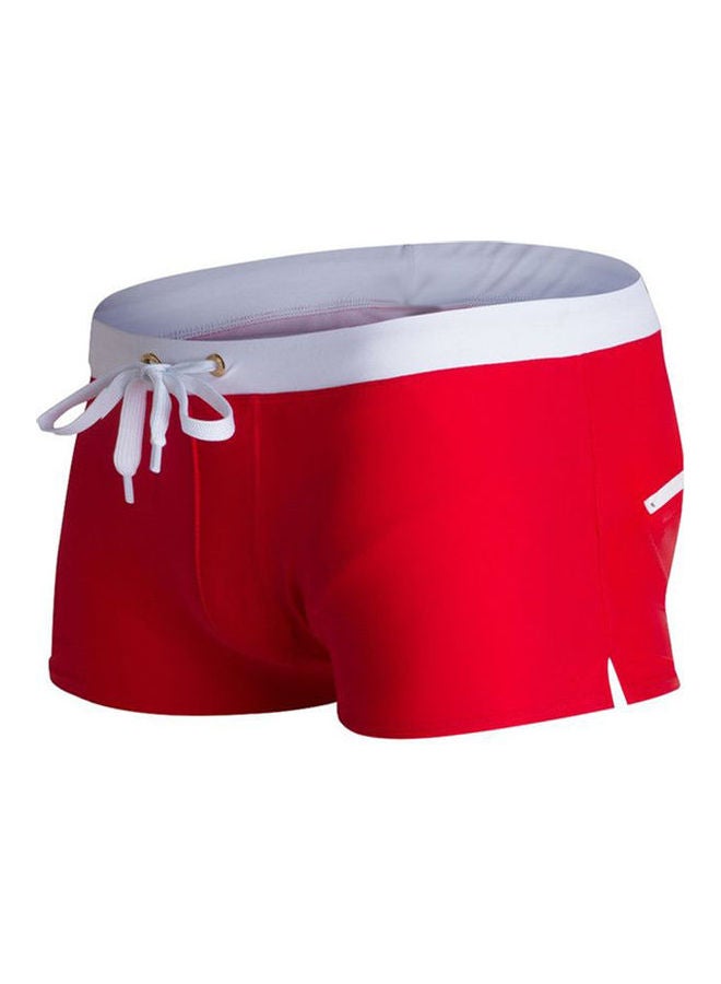Zip Pocket Detail Swimwear Shorts Red/White  - Image 1
