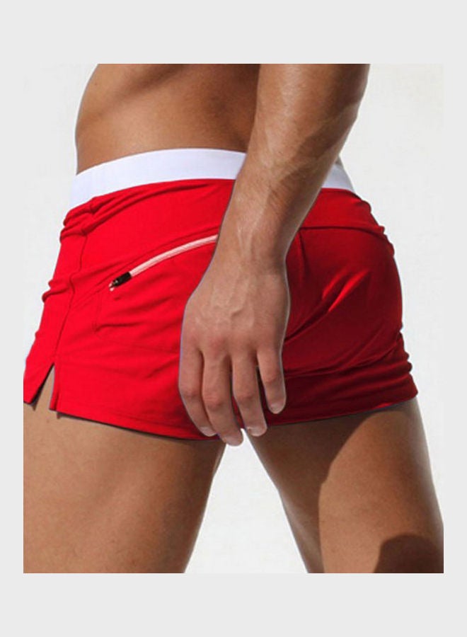 Zip Pocket Detail Swimwear Shorts Red/White  - Image 3