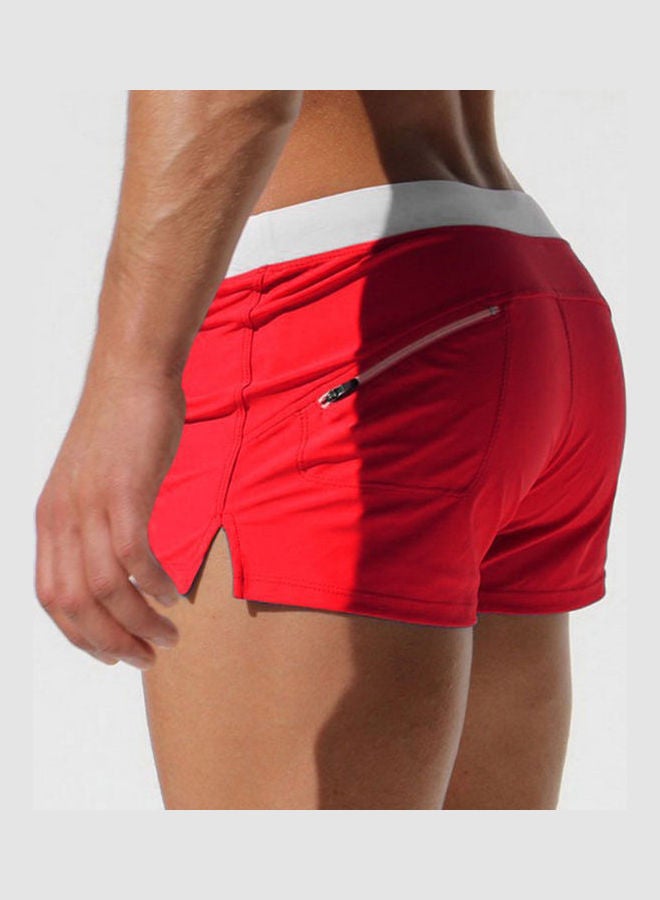 Zip Pocket Detail Swimwear Shorts Red/White  - Image 4