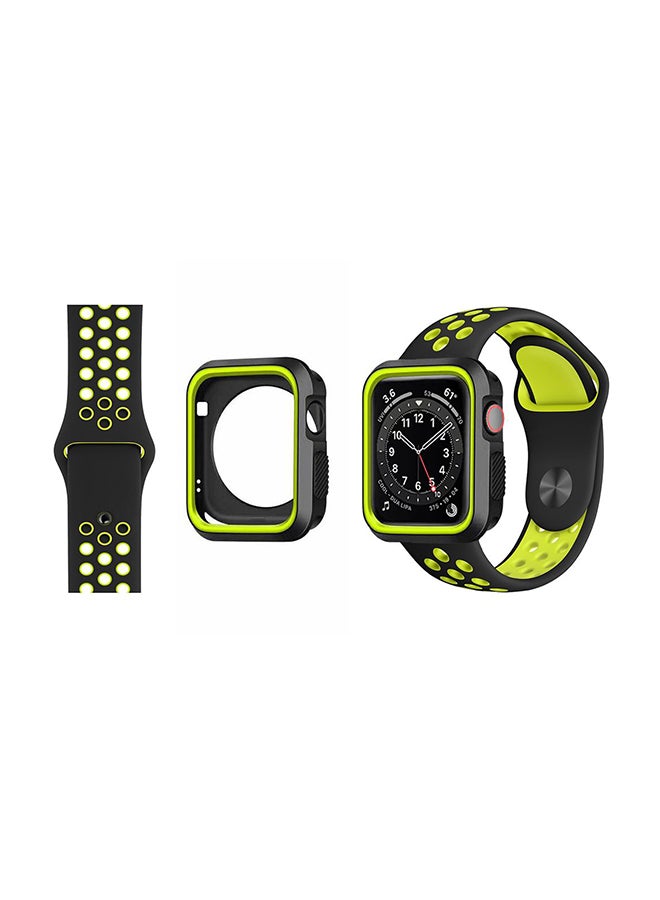 Perfii - Tough Case Replacement Band For Apple Watch Series 6/SE/5/4 Black Volt - Image 1