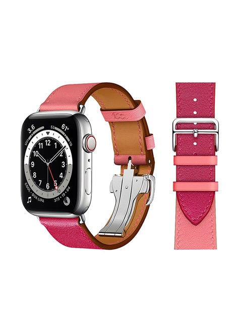 Genuine Leather Replacement Band For Apple Watch Series 6/SE/5/4/3/2/1 Rose Pink