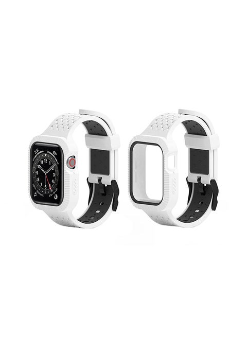 Braided Case Replacement Band For Apple Watch Series 6/SE/5/4 White Black