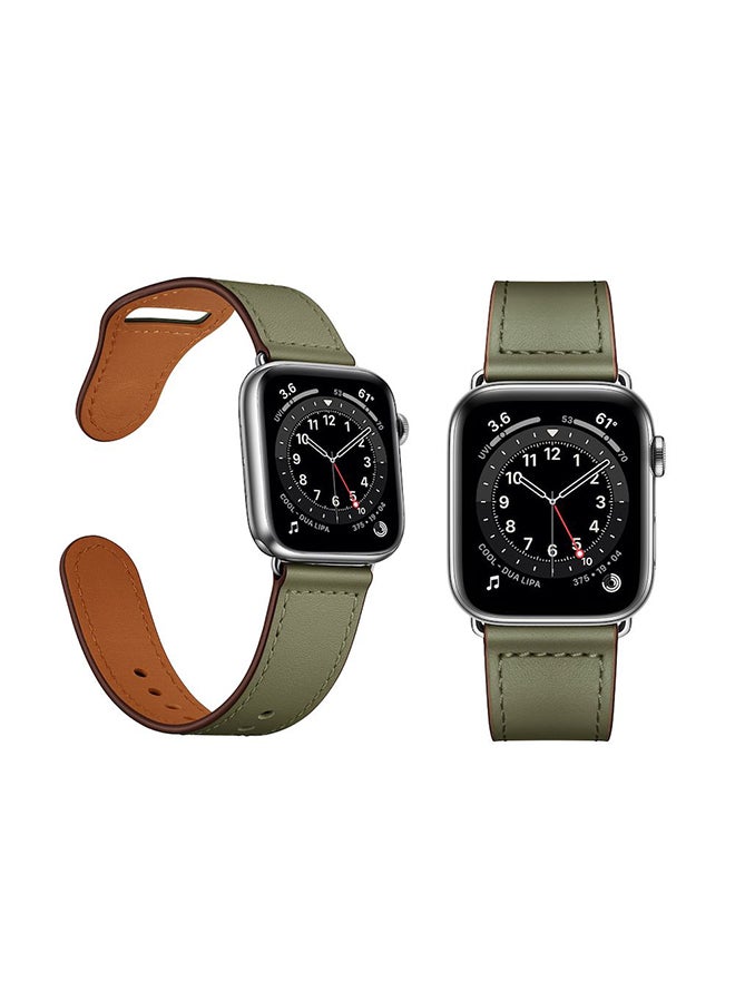 Perfii Genuine Leather Replacement Band For Apple Watch Series 6/SE/5/4/3/2/1 Green