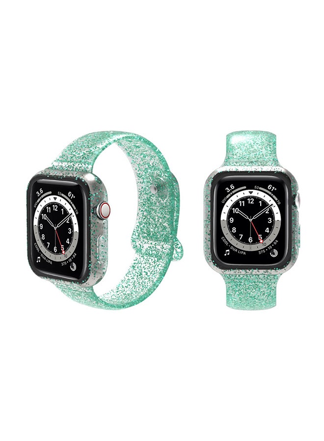 Perfii Replacement Band For Apple Watch Series 6/SE/5/4 Green Glitz