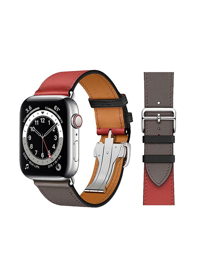 Perfii - Genuine Leather Replacement Band For Apple Watch Series 6/SE/5/4/3/2/1 Briqsque Grey - Image 1