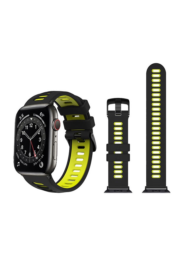 Perfii Dual Layer Replacement Band For Apple Watch Series 6/SE/5/4/3/2/1 Black Green 