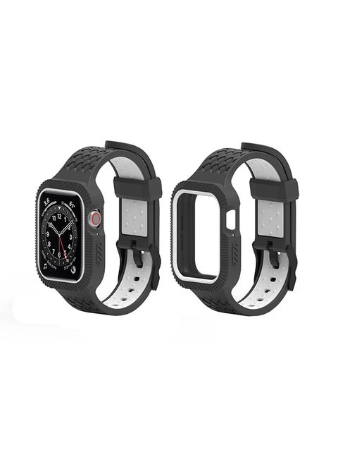 Braided Case Replacement Band For Apple Watch Series 6/SE/5/4 Black White