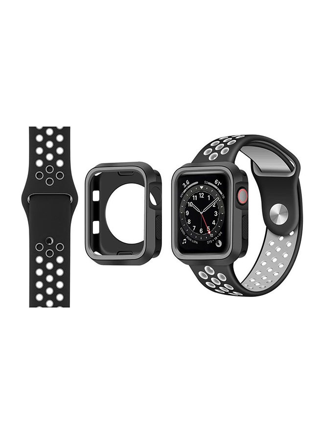 Perfii - Tough Case Replacement Band For Apple Watch Series 6/SE/5/4 Black Cool Grey - Image 1