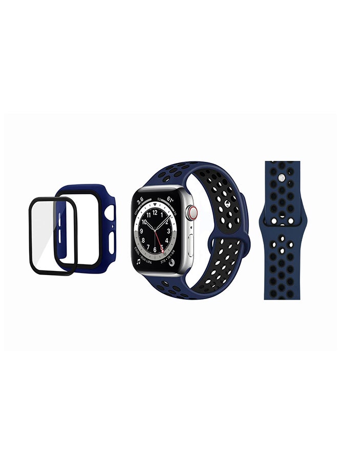 Perfii - Bumper Replacement Band For Apple Watch Series 6/SE/5/4 Dark Blue - Image 1