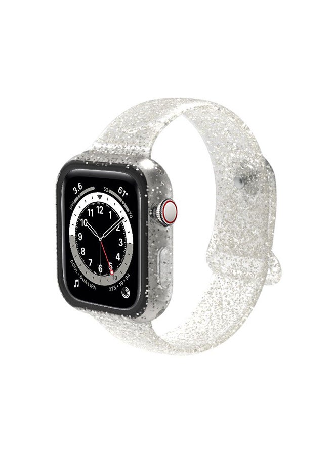 Perfii Replacement Band For Apple Watch Series 6/SE/5/4 White Glitz 