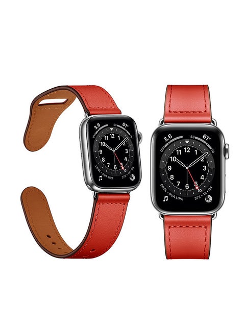 Genuine Leather Replacement Band For Apple Watch Series 6/SE/5/4/3/2/1 Red