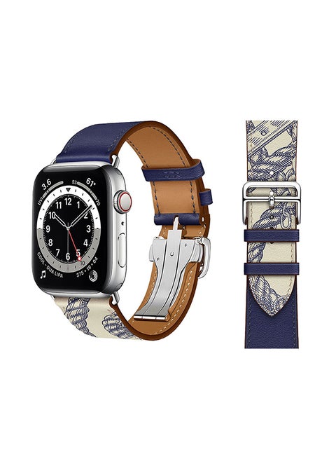 Genuine Leather Replacement Band For Apple Watch Series 6/SE/5/4/3/2/1 Encre