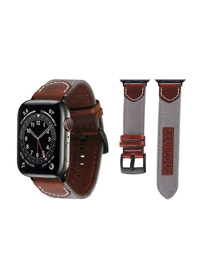 Perfii Canvas Replacement Band  For Apple Watch Series 6/SE/5/4/3/2/1 Grey