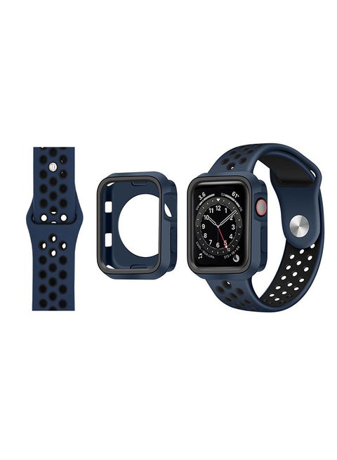 Tough Case Replacement Band For Apple Watch Series 6/SE/5/4 Blue Black