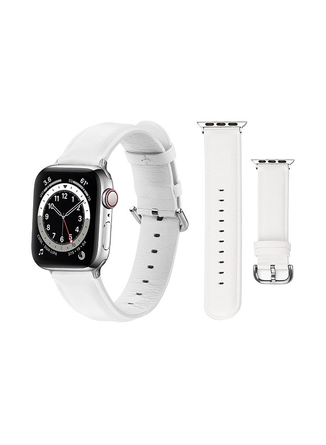 بيرفيي سوار بديل من الجلد لساعة أبل سلسلة 6/SE/5/4/3/2/1 أبيض
