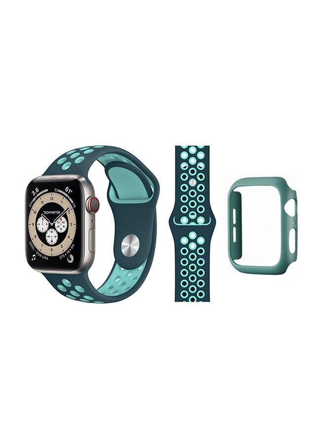 Perfii - Bumper Replacement Band For Apple Watch Series 6/SE/5/4 Green Blue - Image 1