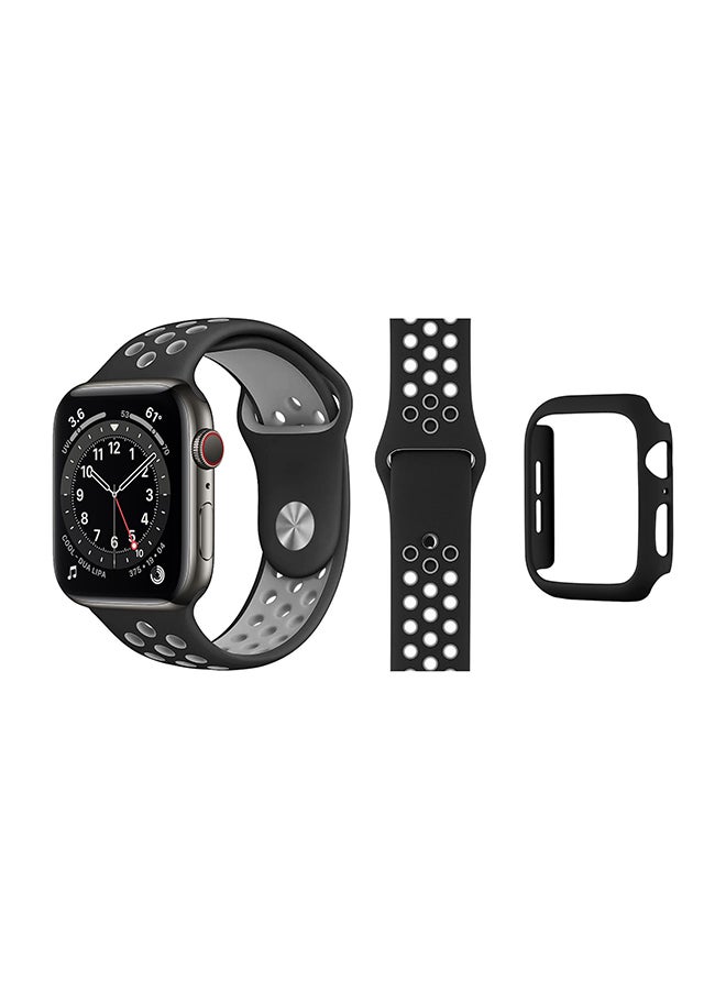 Perfii - Bumper Replacement Band For Apple Watch Series 6/SE/5/4 Black - Image 1