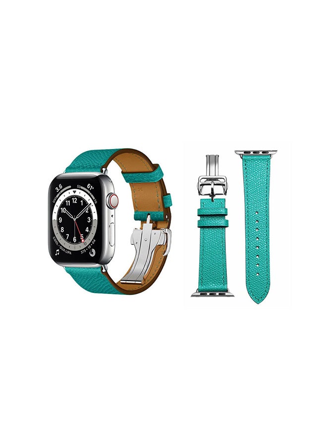Perfii - Genuine Leather Replacement Band For Apple Watch Series 6/SE/5/4/3/2/1 Green - Image 1