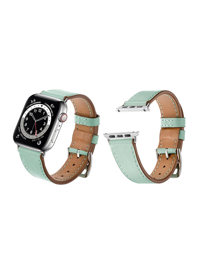 Perfii Genuine Leather Replacement Band For Apple Watch Series 6/SE/5/4/3/2/1 Light Green