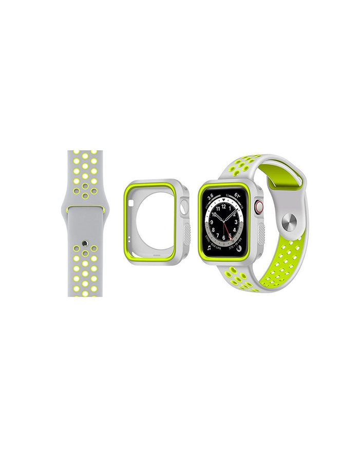 Perfii Tough Case Replacement Band For Apple Watch Series 6/SE/5/4 White Green