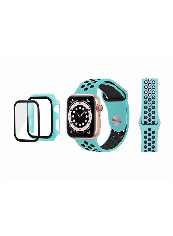 Perfii - Bumper Replacement Band For Apple Watch Series 6/SE/5/4 Turquoise - Image 1