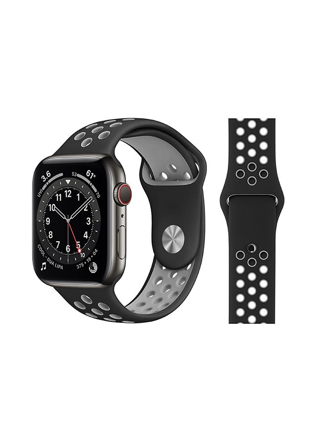Perfii - Replacement Band For Apple Watch Series 6/SE/5/4/3/2/1 Black Cool Grey - Image 1