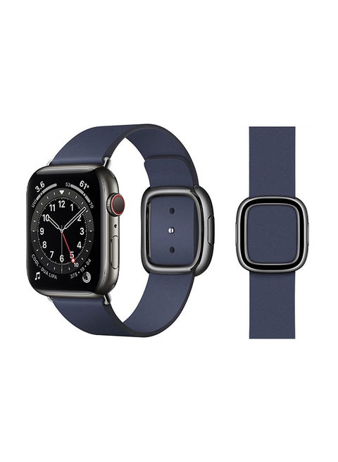 Leather Replacement Band For Apple Watch Series 6/SE/5/4/3/2/1 Dark Blue