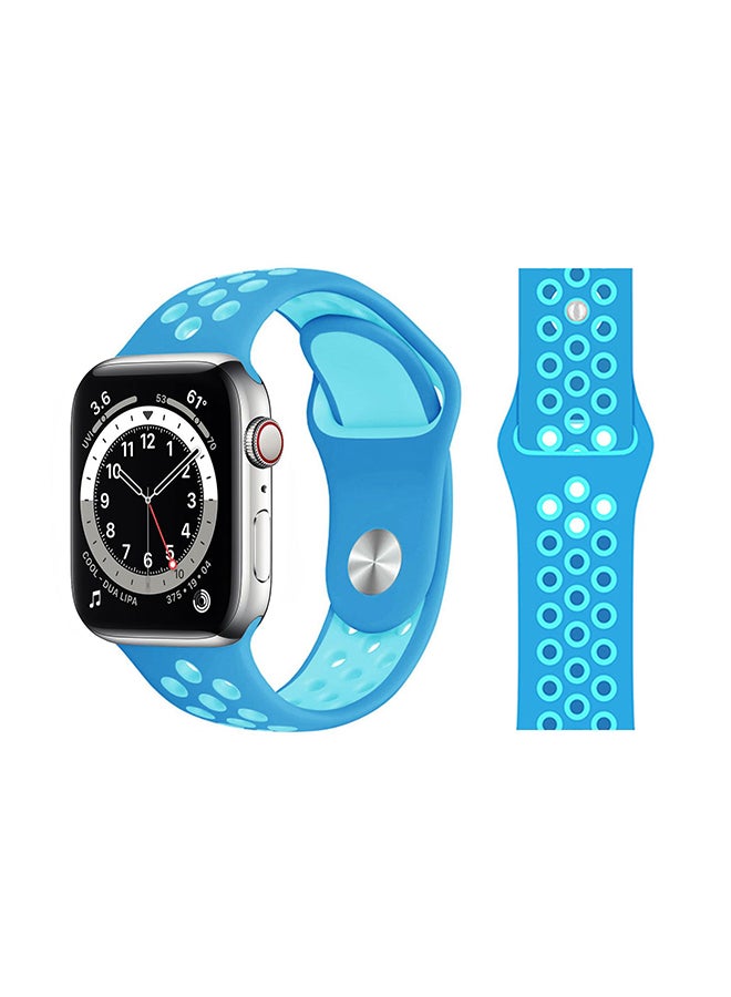 Perfii - Replacement Band For Apple Watch Series 6/SE/5/4/3/2/1 Blue Light Blue - Image 1