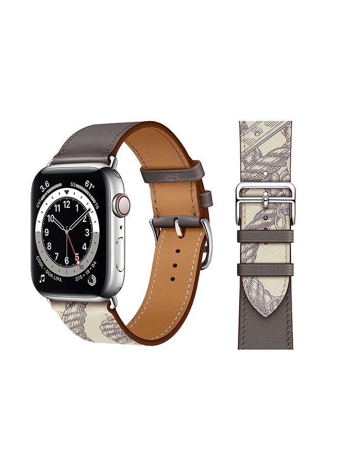 Perfii - Genuine Leather Replacement Band For Apple Watch Series 6/SE/5/4/3/2/1 Grey Beton - Image 1