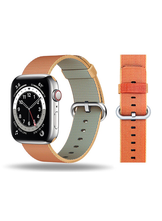 Perfii - Nylon Replacement Band For Apple Watch Series 6/SE/5/4/3/2/1 Gold Red - Image 1