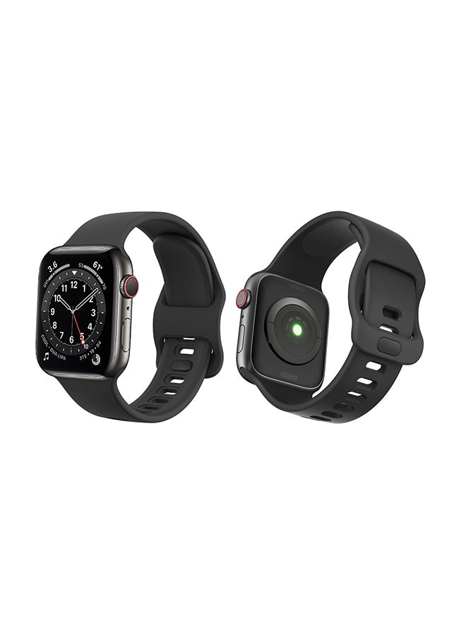Perfii Flatpin Silicon Replacement Band For Apple Watch Series 6/SE/5/4/3/2/1 Black