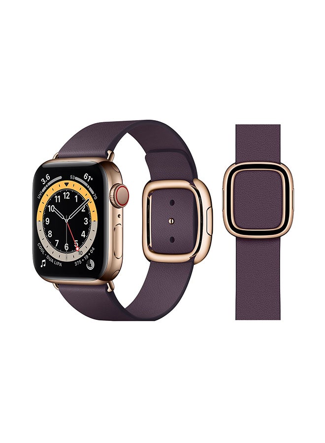 Perfii - Leather Replacement Band For Apple Watch Series 6/SE/5/4/3/2/1 Aubergine - Image 1
