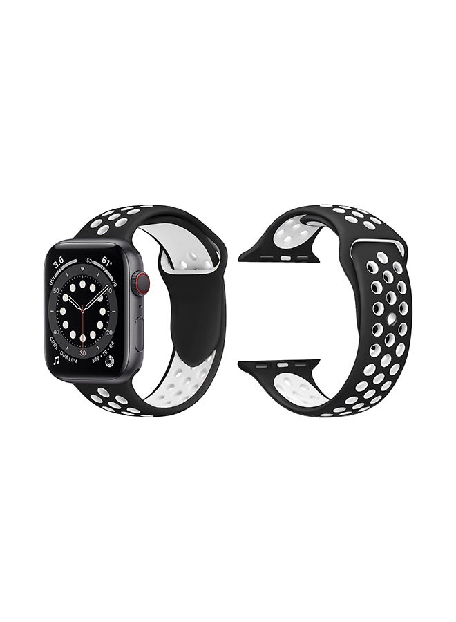 Perfii - Replacement Band For Apple Watch Series 6/SE/5/4/3/2/1 Black White - Image 1