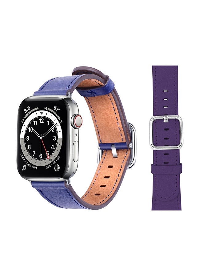 Perfii - Leather Replacement Band For Apple Watch Series 6/SE/5/4/3/2/1 Purple - Image 1