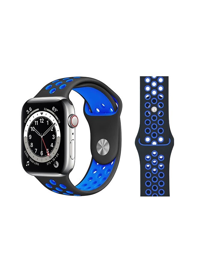 Perfii - Replacement Band For Apple Watch Series 6/SE/5/4/3/2/1 Black Blue - Image 1
